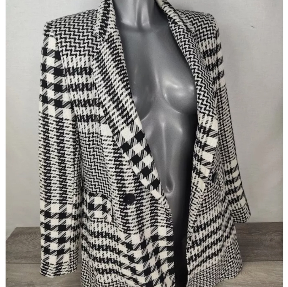 Boohoo Double Breasted Dogtooth Blazer Size 8 NWT
